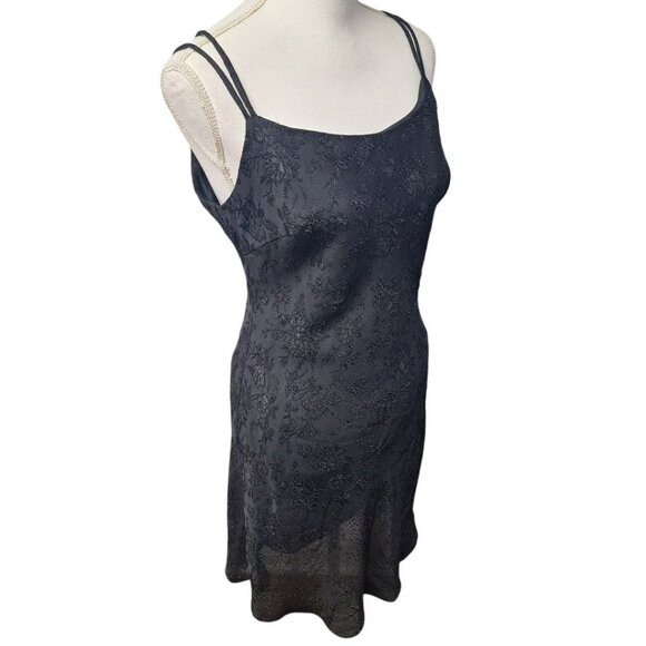 Steppin Out Dress Black Lace Strappy Back Slip Women Size 13 14 USA Short Formal - Picture 6 of 12